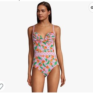 Lands' End Draper James x Women's Tummy Control Wrap One Piece Swimsuit